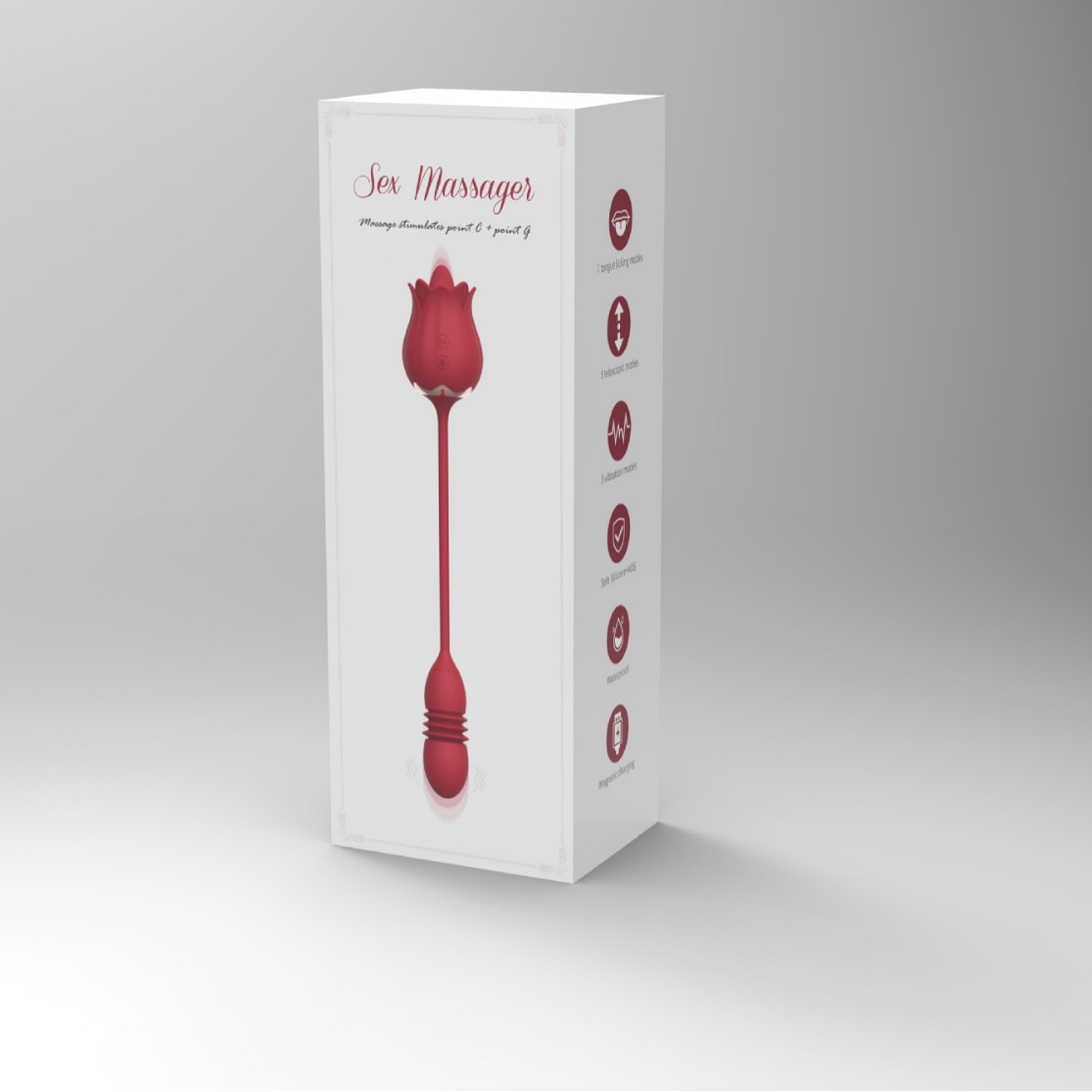 Rose 2nd Generation double-headed tongue licking Vibration Telescopic Jumping Egg female masturbation sex toy Specification drawing