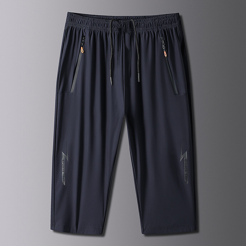 Pantalones cortos hombre verano exterior estilo delgado holgado deportivo casual pantalón medio pantalón de cinco centavos ropa de trabajo hombre hielo seda pantalones de siete centavos details Picture