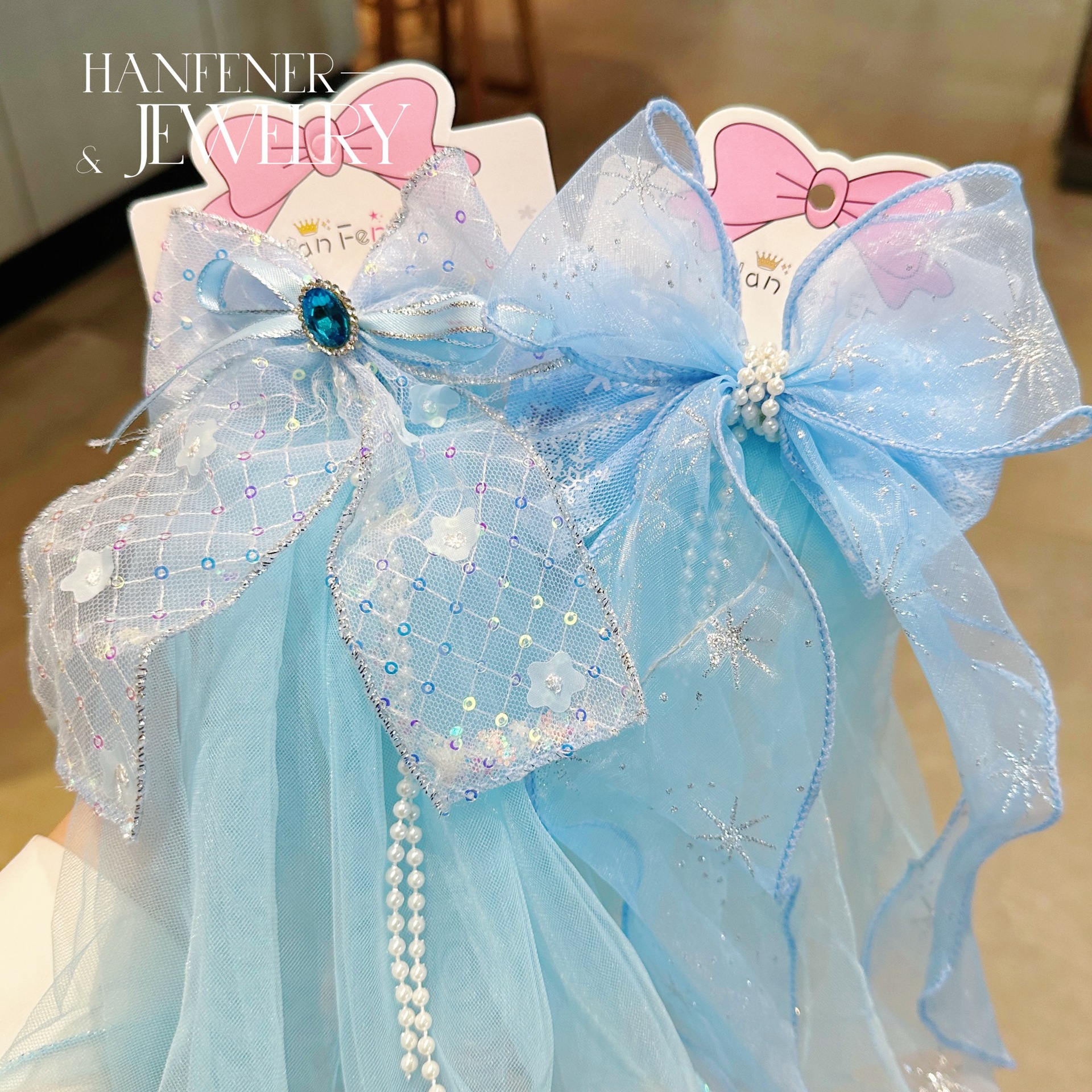 Children's Hairpin Cherry Blossom Hairpin Two-Color New Super Delicate Little Girl Yarn Knot Hairpin Super Cute Children's Hair Accessories details Picture