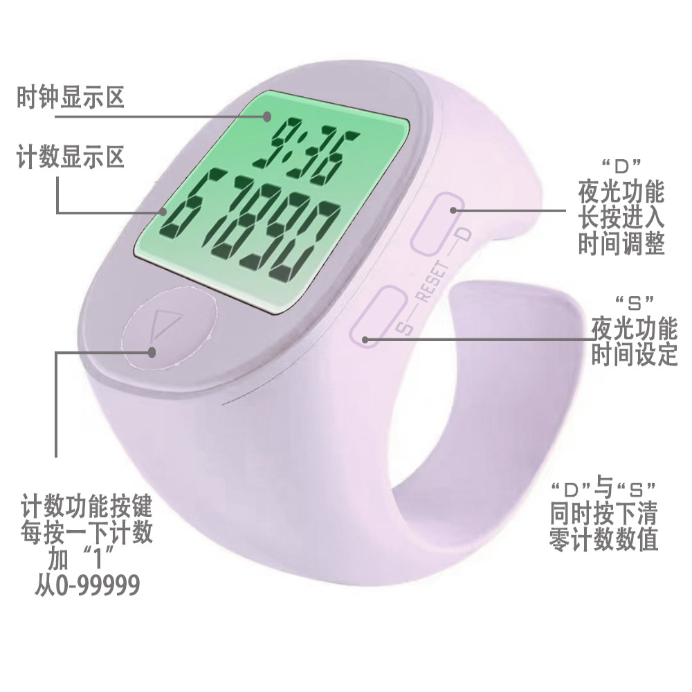 Fingertone reloj contador estático con luz LED contador de anillos silencioso tráfico de personas puntos caja de regalo Item Picture