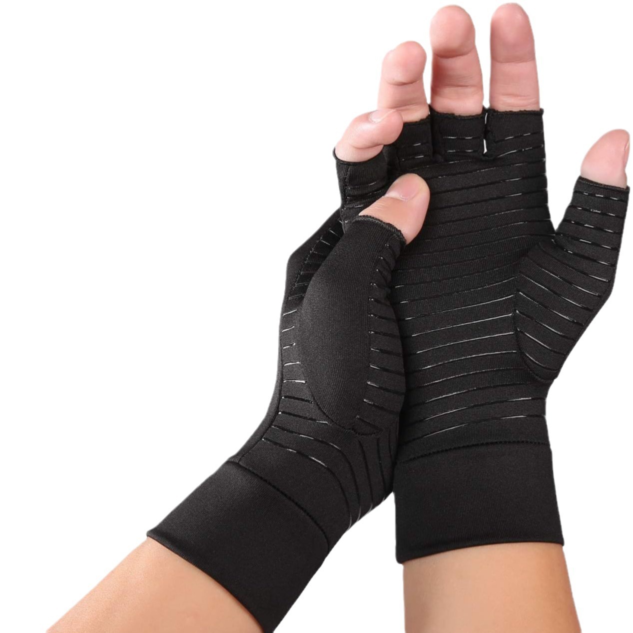 قفازات ضغط نصف إصبع سوداء للتمارين الرياضية في الهواء الطلق (100 زوج -300 زوج) Item Picture
