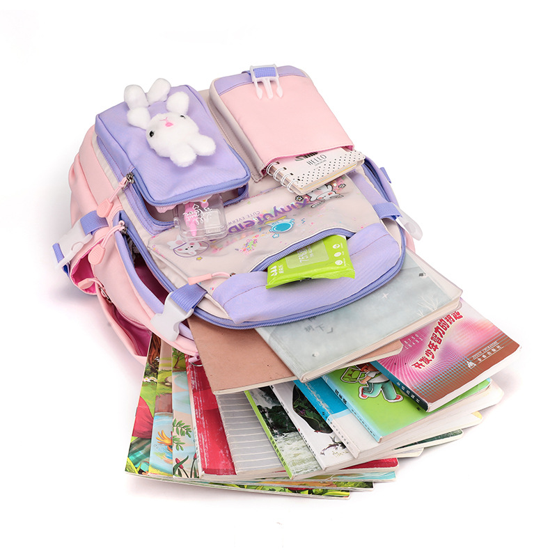 New Schoolbag Primary School Girl Cartoon Printed Sequin Backpack Large Capacity Casual Chest Buckle Fixed Backpack Specification drawing