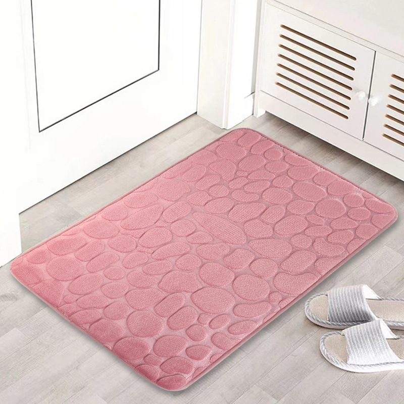 Non-slip absorbent mat cobblestone 3D embossed carpet Bedroom coral velvet door mat Kitchen bathroom door mat thumbnail