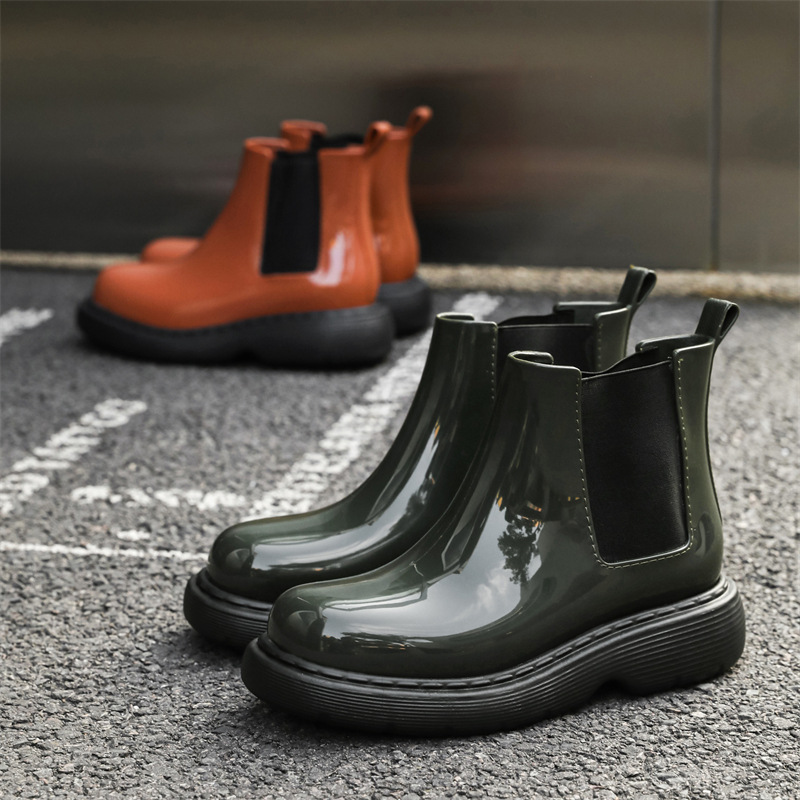 跨境时尚切尔西雨鞋女软底舒适百搭水鞋外穿韩版休闲雨靴工作鞋女