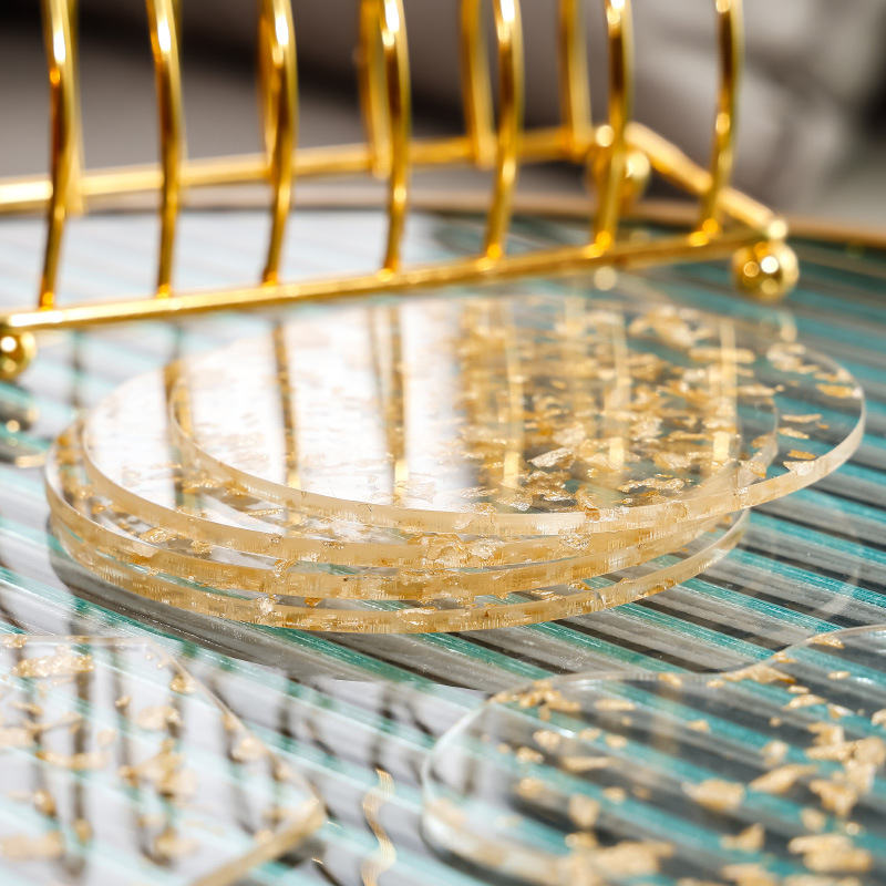 Acrylic Coaster Light Luxury Gold Foil Set Ironing Nordic Creative Home Insulation Mat Bowl Mat Teapot Mat Tea Ceremony Mat details Picture