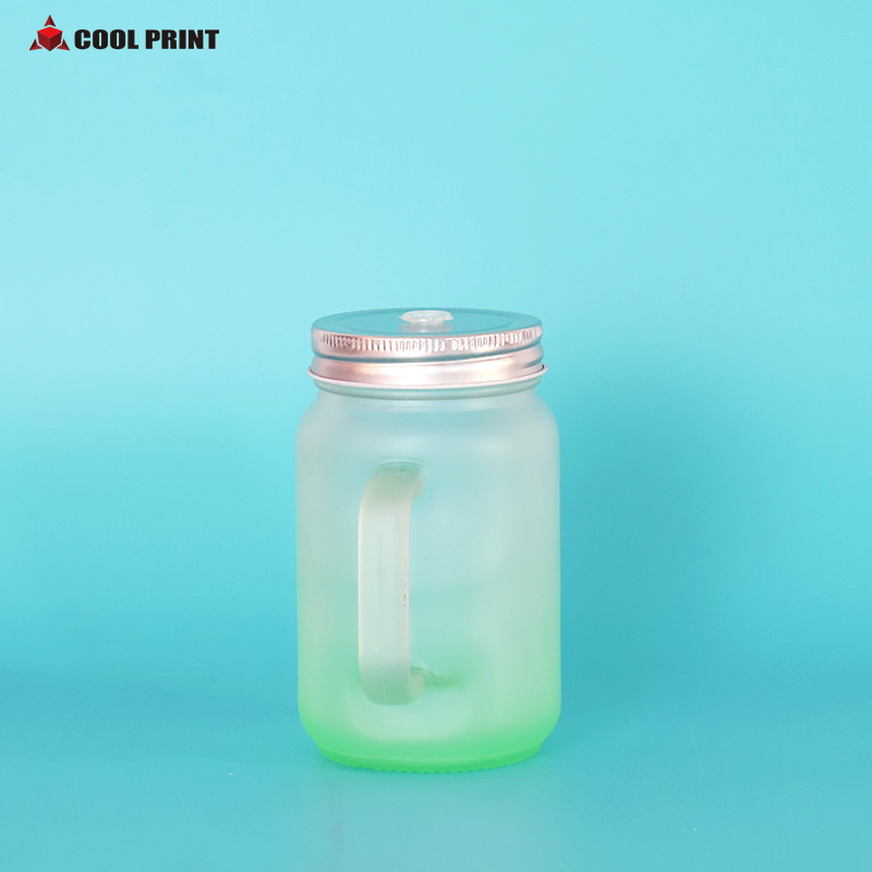 Heat transfer creative gradient Mason glass cups, color-coated cups with straws, DIY printed pictures Application Scenario