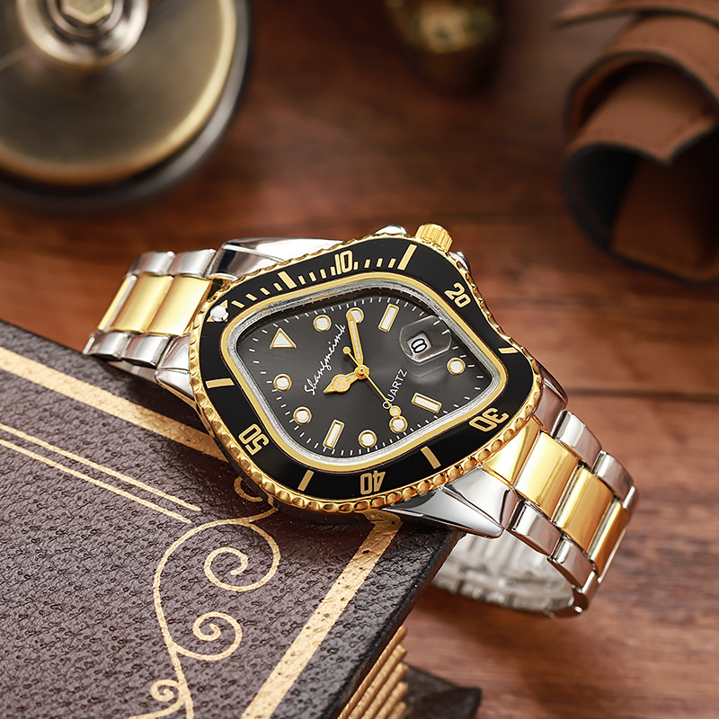 Cross Border Twisted Water Ghost Set Alloy Steel Belt Waterproof Leisure Watch Hip Hop Quartz Watch Wholesale A Hair Specification drawing