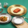 304韩式不锈钢盘金色托盘西餐盘烤肉盘蛋糕甜品水果圆盘自助餐盘图