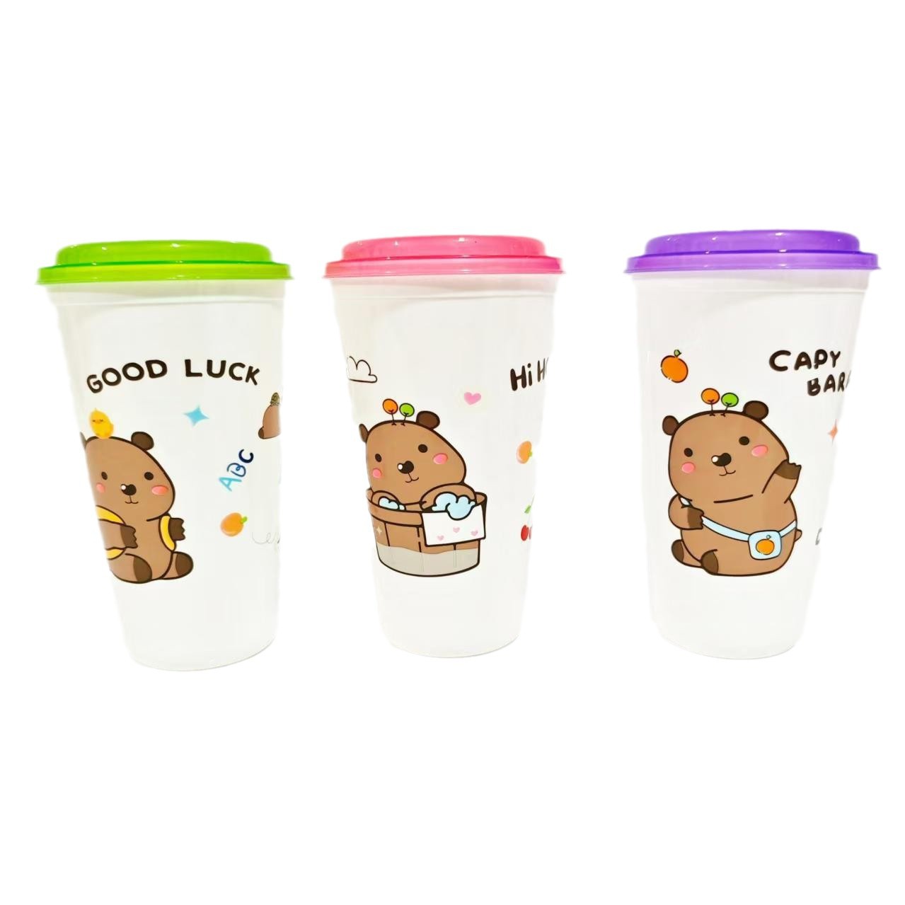 Capibara Capybara cartoon pattern plastic straw cup Astronaut pattern plastic straw cup Item Picture