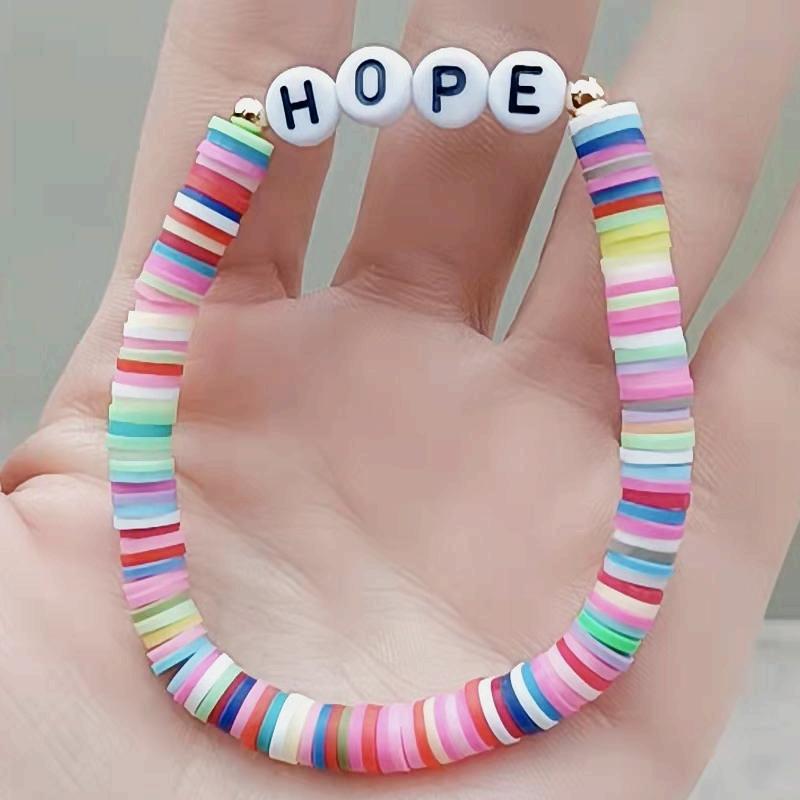 Europe And The United States Cross-Border Explosive 6Mm Rainbow Polymer Clay Jewelry Color Sliced Polymer Clay Bracelet Women Mix And Match Beach Wind Bracelet