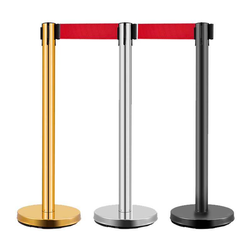Stainless steel one-meter line railing base, 2-meter, 3-meter and 5-meter telescopic isolation belt line queue post, warning fence telescopic belt