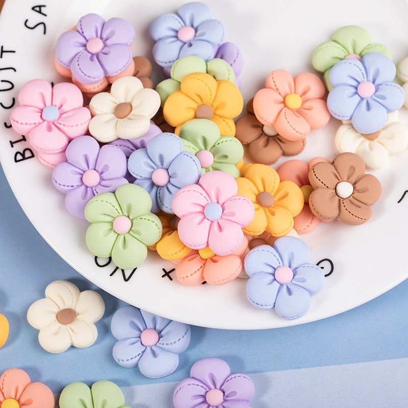 New resin accessory faux flower matte five-petal flower diy cream glue phone case patch hair accessory material pack