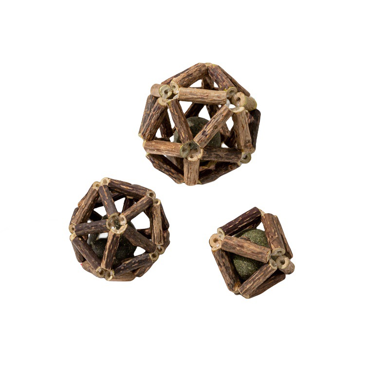 New exquisite ball wood, Tianliao cat mint ball, durable teething, tooth-cleaning cat toy, Amazon cat biting toy Item Picture