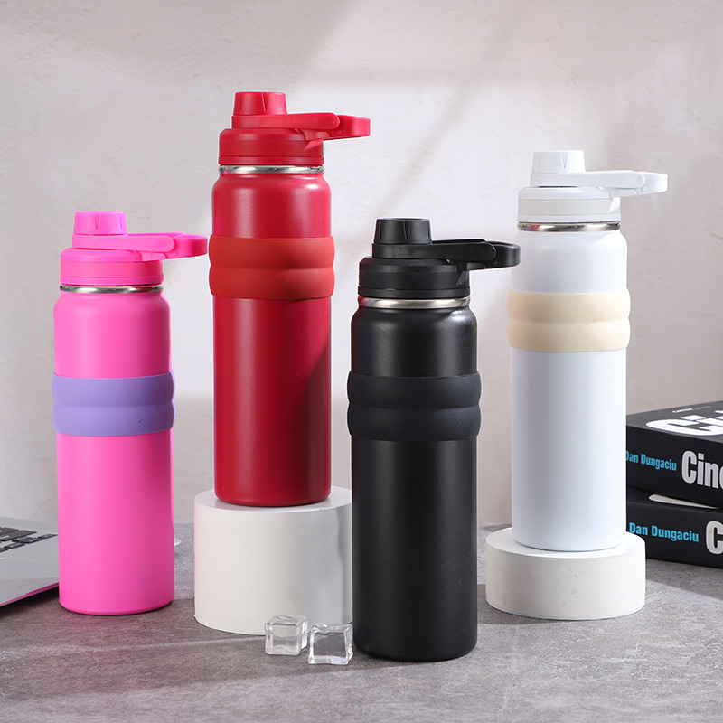 Customized cross-border space kettle with anti-slip silicone sleeve, direct drinking sports kettle, 304 stainless steel large-capacity insulated cup details Picture