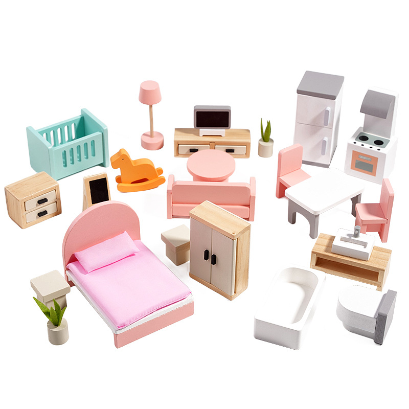 لعب الأطفال في المنازل باستخدام أدوات المطبخ المنزلي المقلدة للأخشاب Item Picture