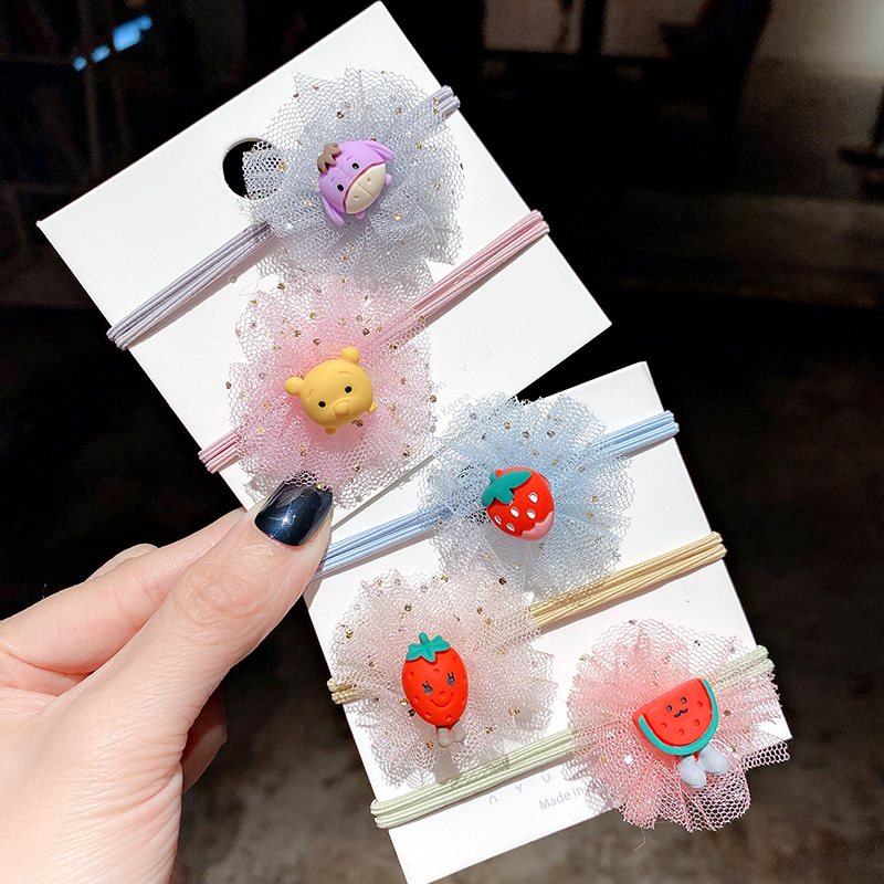 South Korea's New Children's Hair Band Hyuna Wind Net Bow Cartoon Head Rope Little Girl Princess Rubber Band Hair Rope details Picture