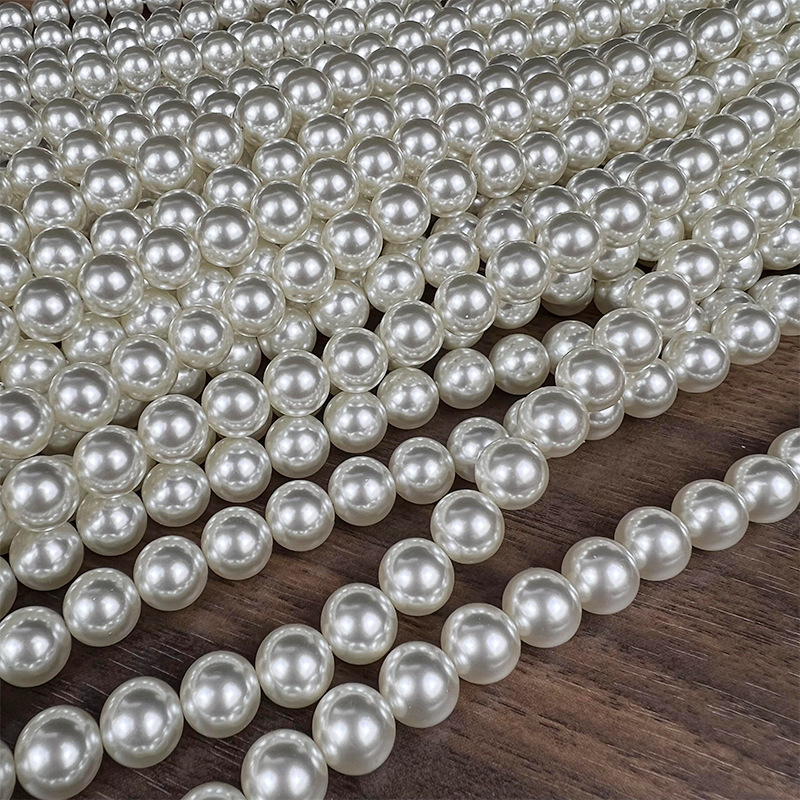 Korean high-brightness glass imitation pearl straight-hole diy handcrafted accessories, off-white imitation beaded necklace and bracelet, beaded matching pic 7