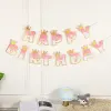 New cross-border pink and blue crown "HAPPY BIRTHDAY" flag birthday party decoration background arrangement details Picture