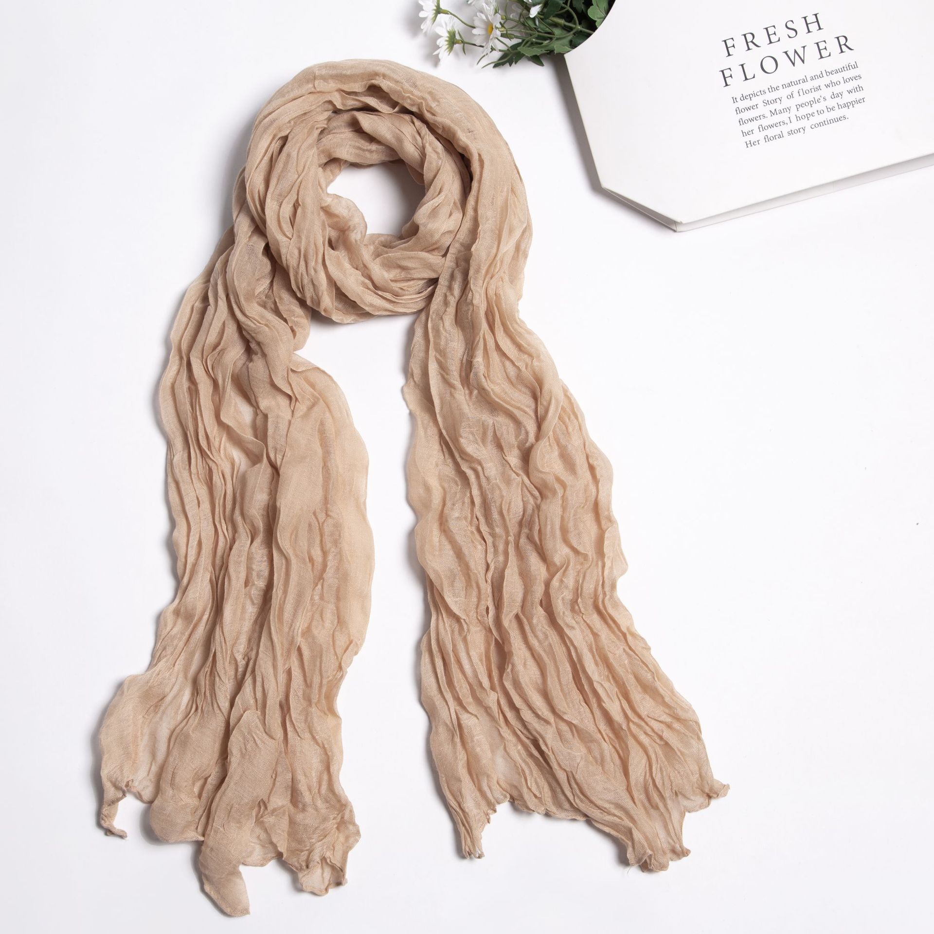 Foreign Trade Twist Scarf Candy Color Crinkle All Match Gift Shawls Ladies Scarf Application Scenario