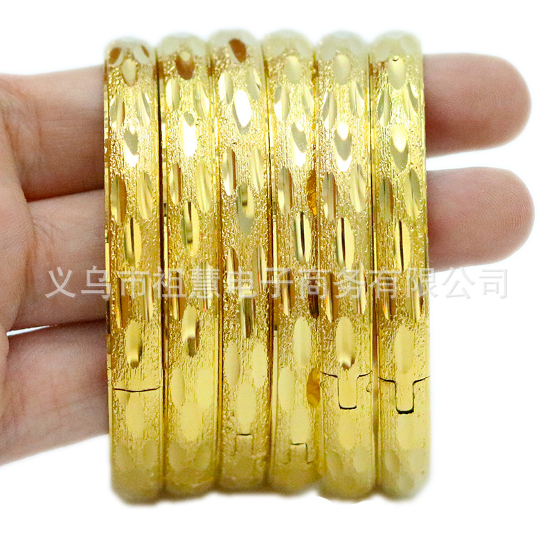 Wholesale TEMU cross-border 8mm Vietnam Nansha gold sequined car flower bracelet vacuum electroplated color-preserving women's fashion jewelry details Picture