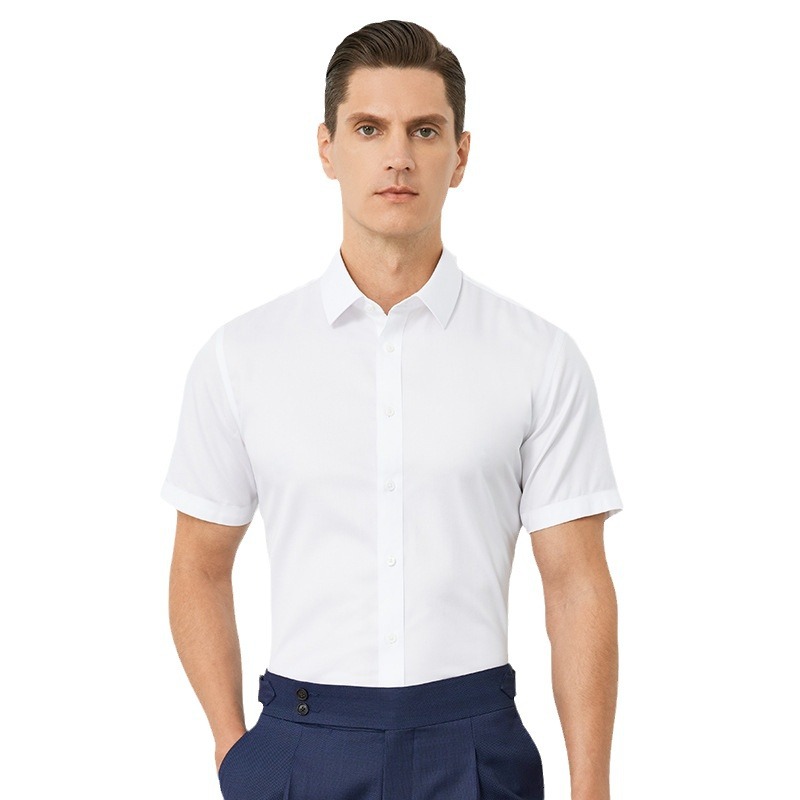 200-piece all-cotton no-iron high-end business professional formal short-sleeved shirt, men's high-end white shirt, pure cotton anti-wrinkle Item Picture