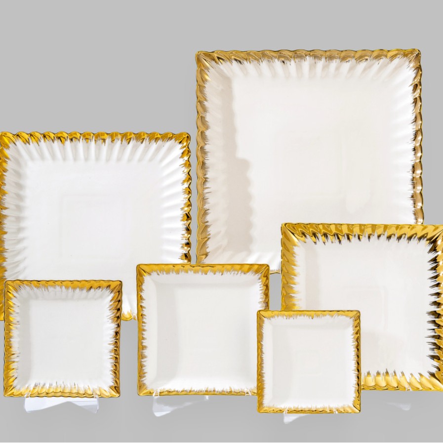 Wholesale of light luxury ceramic tableware sets, high-end gold-plated plates with gold edges Application Scenario