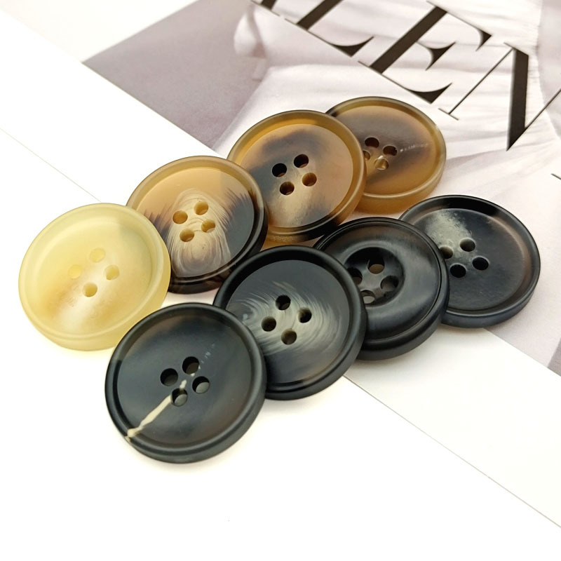 Resin buttons in stock for wholesale. Resin buttons, high-end suit buttons, matte four-eye pattern buttons, oversized buttons Specification image