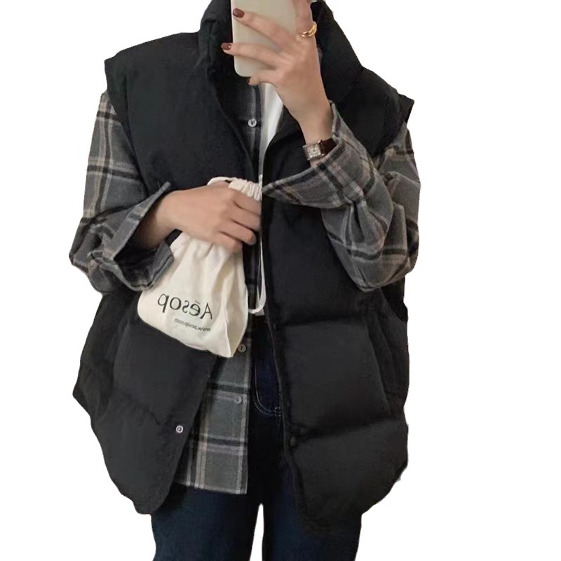 A loose, short and versatile Korean version of a down cotton vest for women, a winter vest and a waistcoat Item Picture