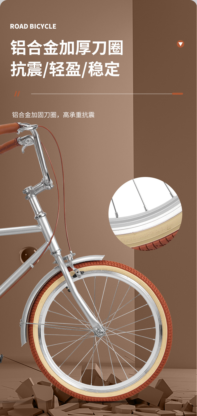 Premium bicycles, seven-speed commuter bicycles for export, variable-speed bicycles can be affixed with customer labels, old-fashioned and retro pic 5