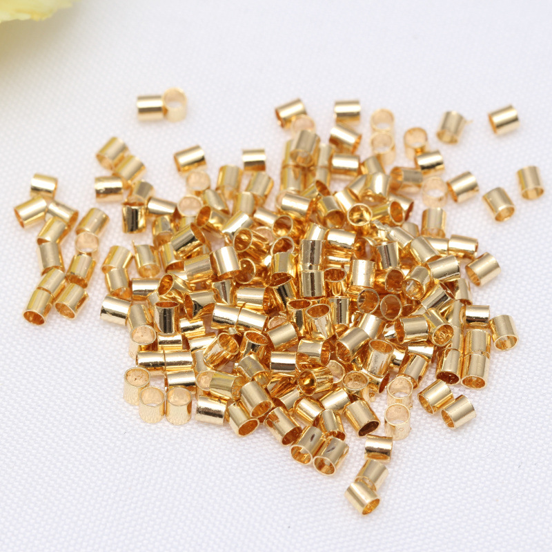 14K Bag Gold Color Positioning Tube Wire Rope Fixed Clip Flat Buckle Diy Jewelry Bracelet Necklace Beaded Finish details Picture