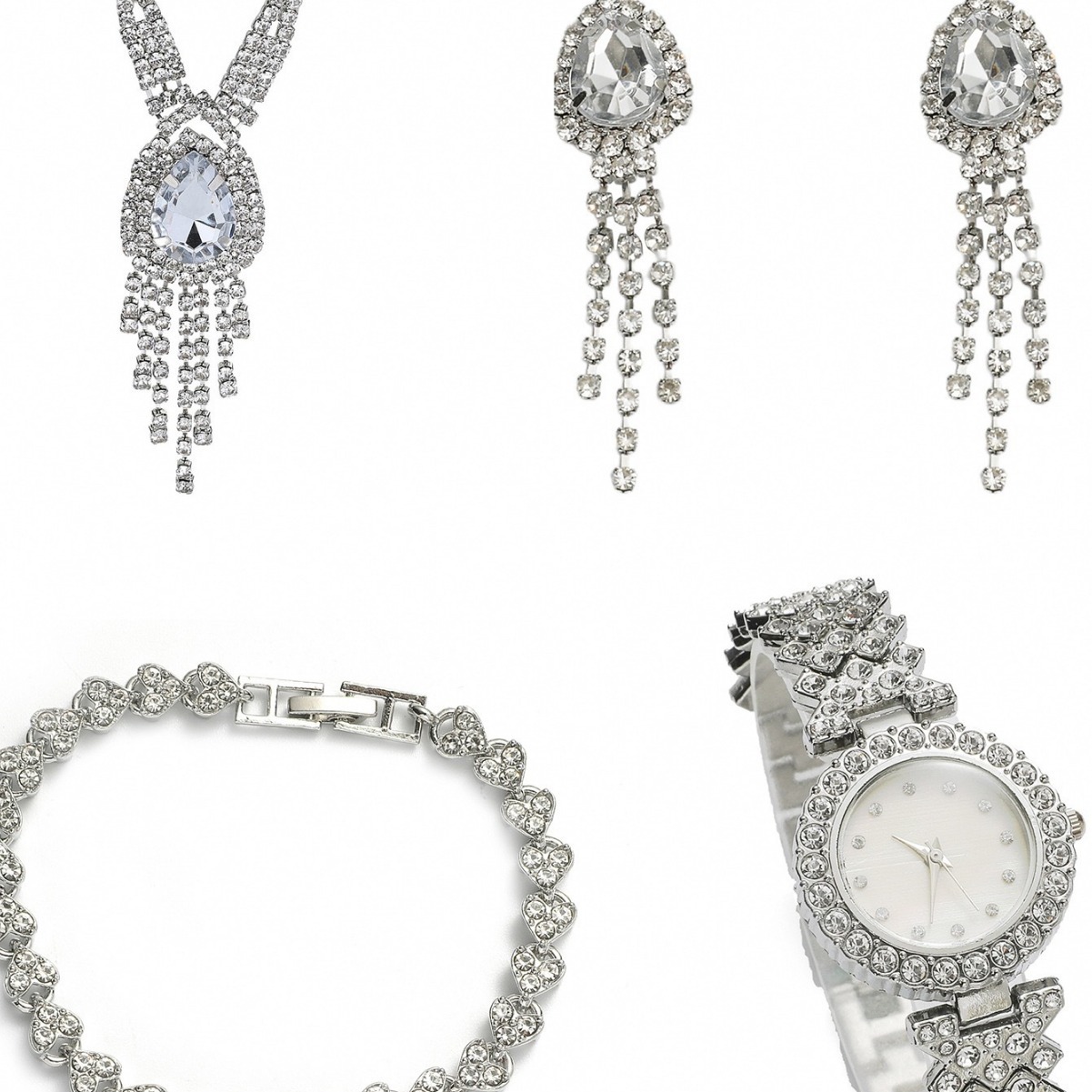 Foreign Trade Sales Of The Explosive Luxury Box All-In-One Grand Rhinestone Women's Five-Piece Gift Box Quartz Watch Item Picture