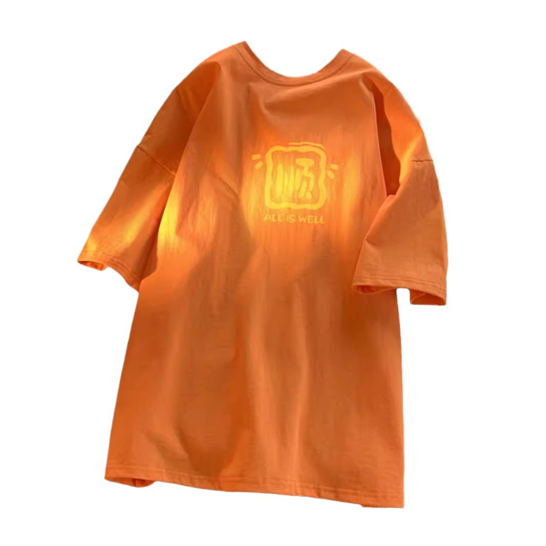 "National trend printed short-sleeved T-shirt for men, summer loose pure cotton round-neck clothes, a trendy brand versatile shoulder sleeve T-shirt for men. Item Picture