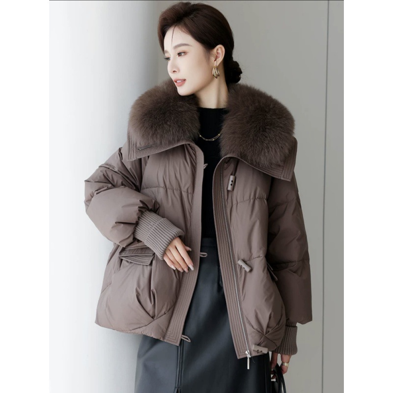 2023 New Fur Fur Collar Down Coat Winter Women's Casual Loose Duck Down Coat Tide details Picture