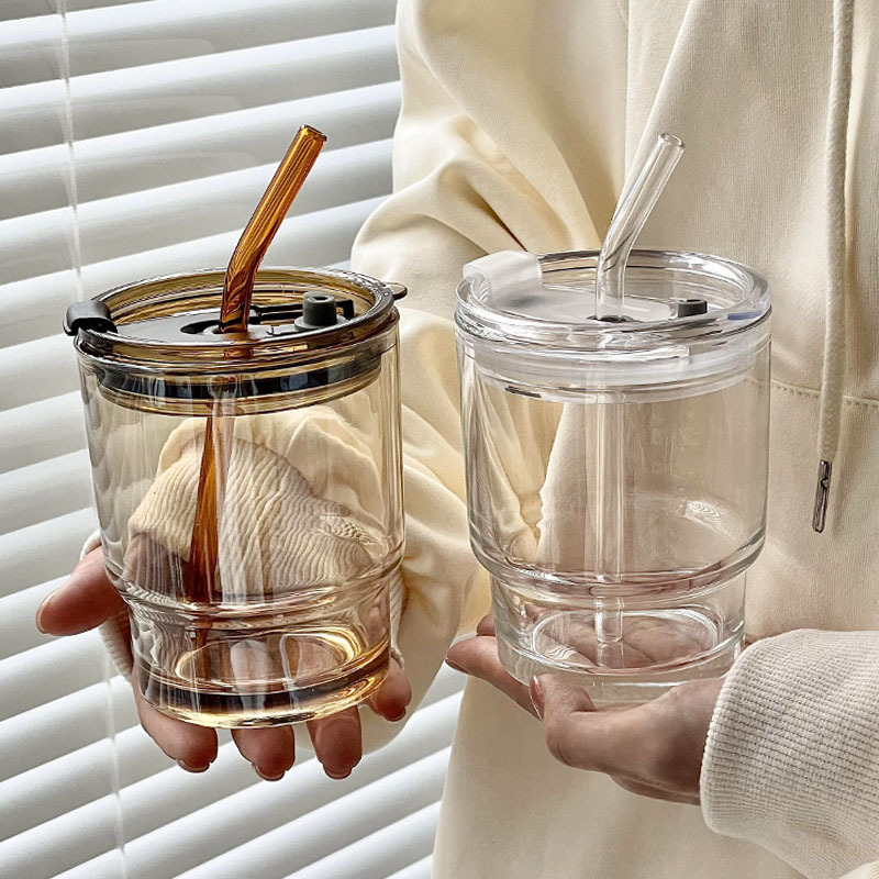 高品质竹节杯通用ins风玻璃杯便携咖啡杯家用吸管杯杯子訂製水杯