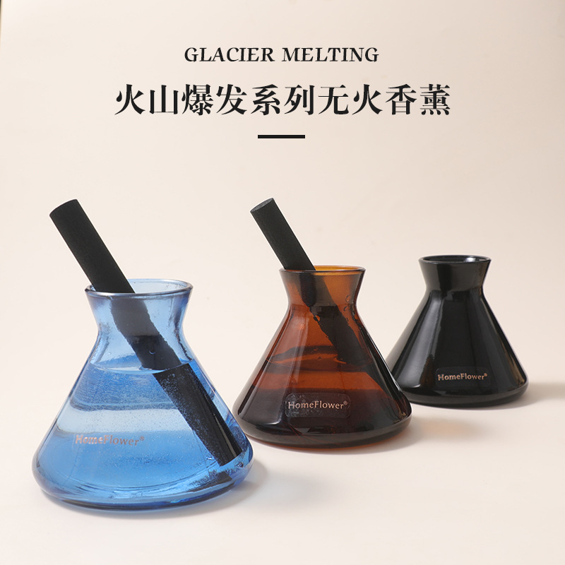 无火香薰瓶酒店家用卧室内房间藤条精油扩香瓶子玻璃香水摆件