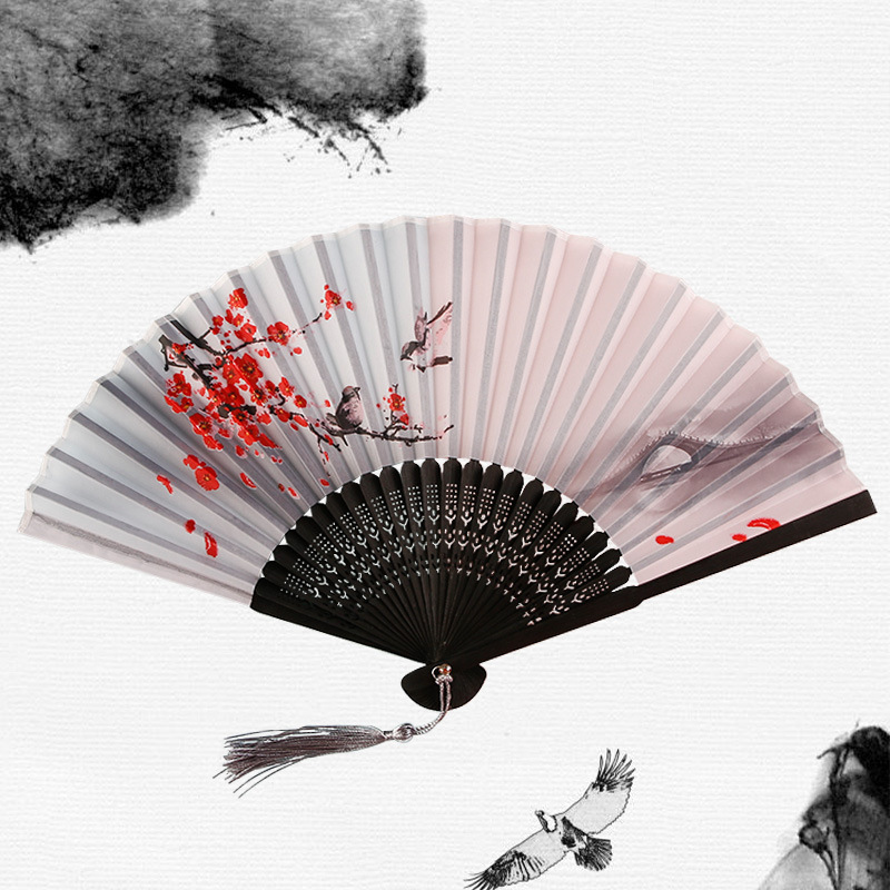 Folding Fan Bamboo Ancient Style Fan Hanfu Chinese Style Small Fan A Smile Fan Student Gift Fan Specification drawing