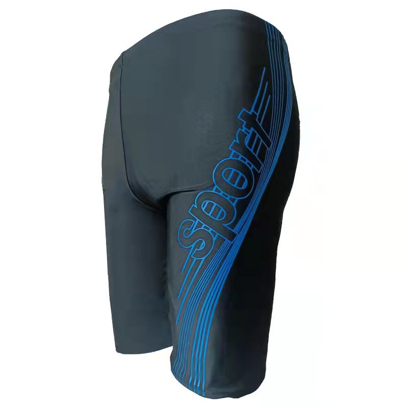 Men's long swimming trunks with single-sided printed loose, uniform size, flat-angle swimming trunks, beach and hot spring men's swimming trunks details Picture