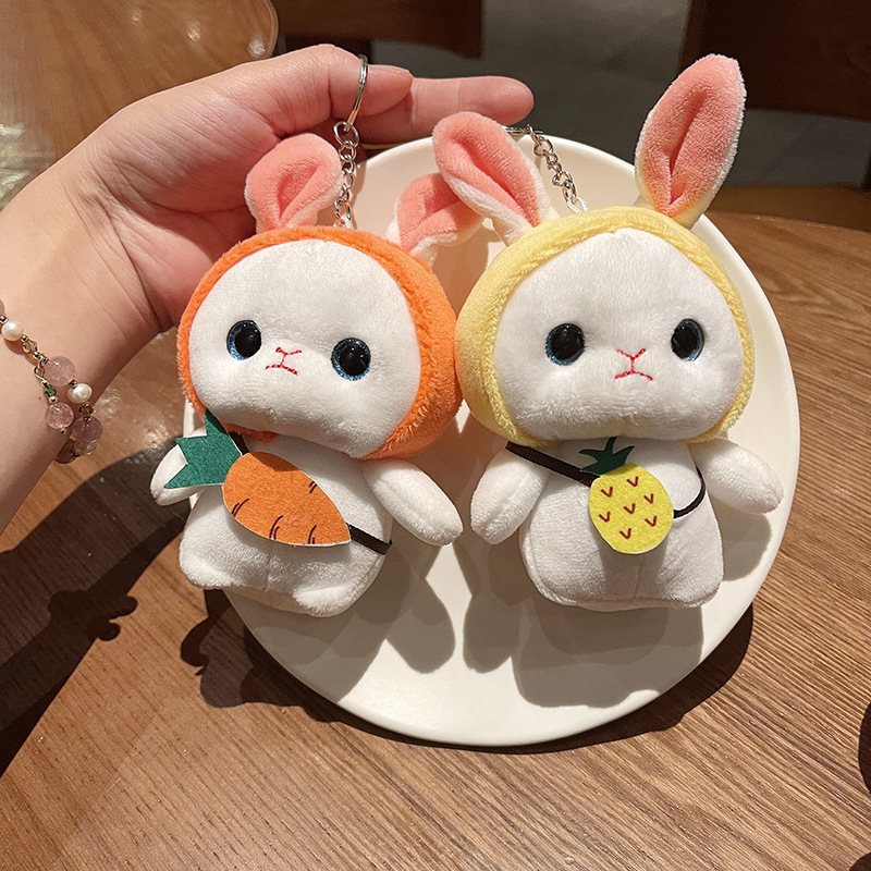 Cartoon plush panda, colorful little rabbit, creative decorative pendant, cute keychain backpack pendant Application Scenario