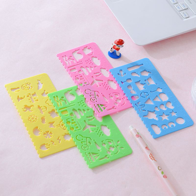Cartoon rulers, universal rulers, drawing rulers, children's drawing templates, stationery, primary school set squares, school supplies in stock Application Scenario