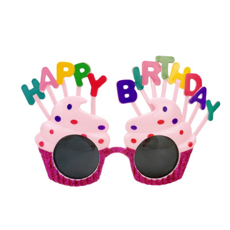 酒吧蹦迪道具/海外爆款/生日眼镜/生日蛋糕烫金插牌/眼镜生日白底实物图
