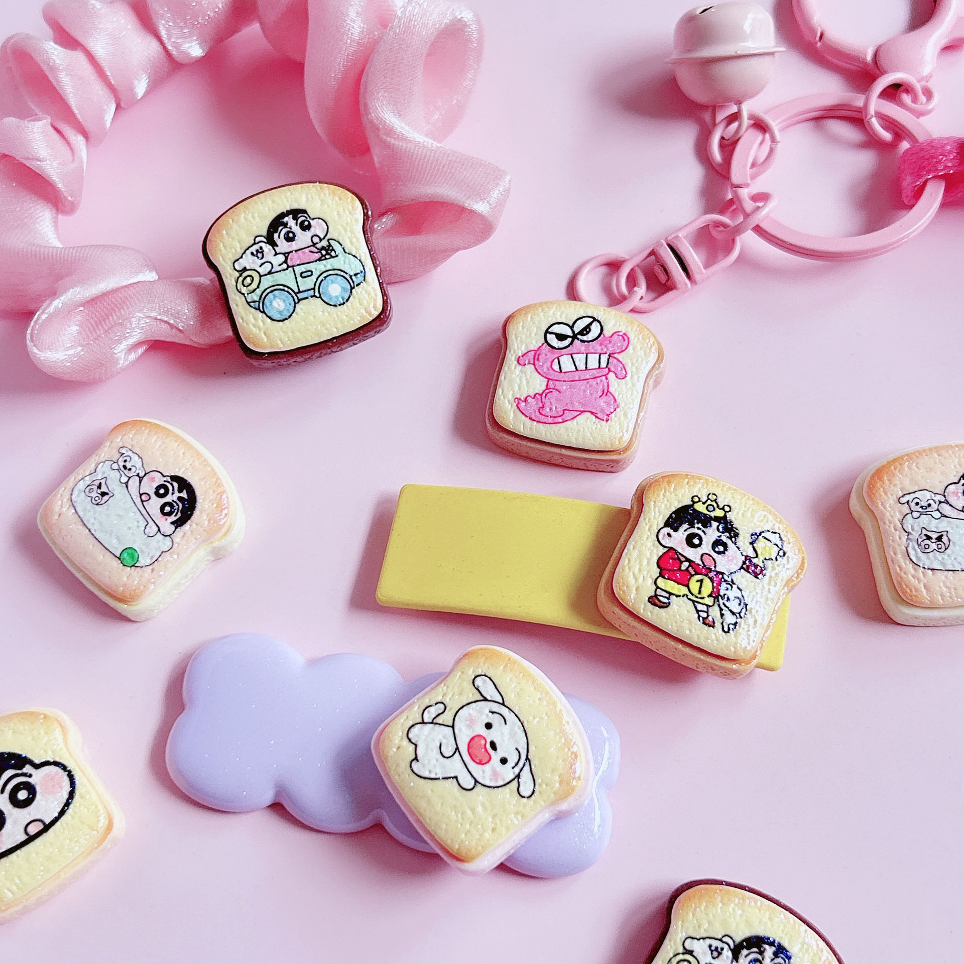 Comic cartoon character food and toy accessories, bread slice decorations, diy hair accessories, hair clips, stickers, handcrafted pendants and accessories Specification image