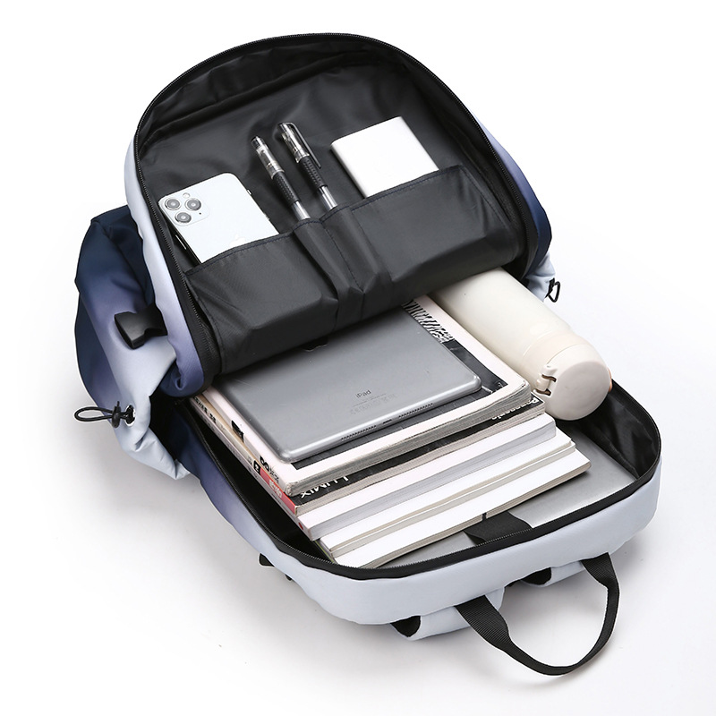 Cross-Border Gradient Casual Commuter Backpack Student Couple Waterproof Zipper Backpack Men's Premium Sense Large Capacity Specification drawing