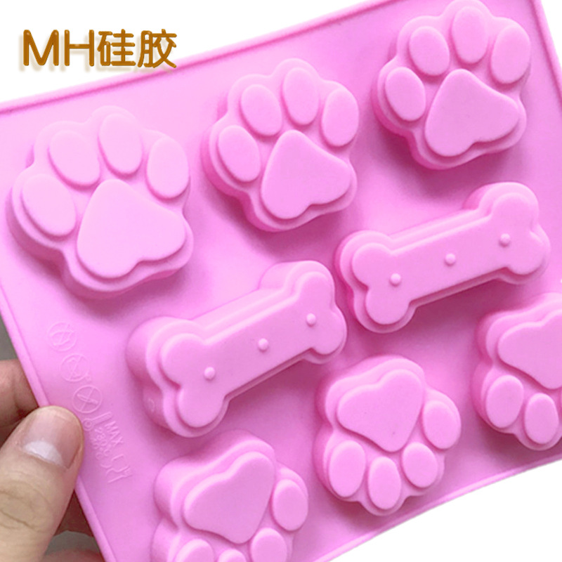 Minghao Cake Mold Dog Bone Cake Mold Dog Footprints Cake Mold 2-In-1 Creative Silicone Baking Mold details Picture