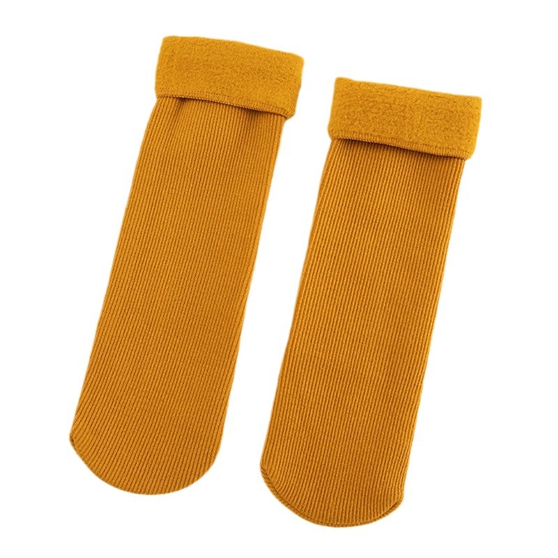 Sock stall, one-piece consignment service, women's autumn and winter new snow socks, medium long stockings with fleece and thickened warmth floor socks, adult cashmere vertical stripes Item Picture
