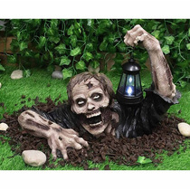Cross-border new Halloween zombie lantern resin crafts set garden decorations scary statues