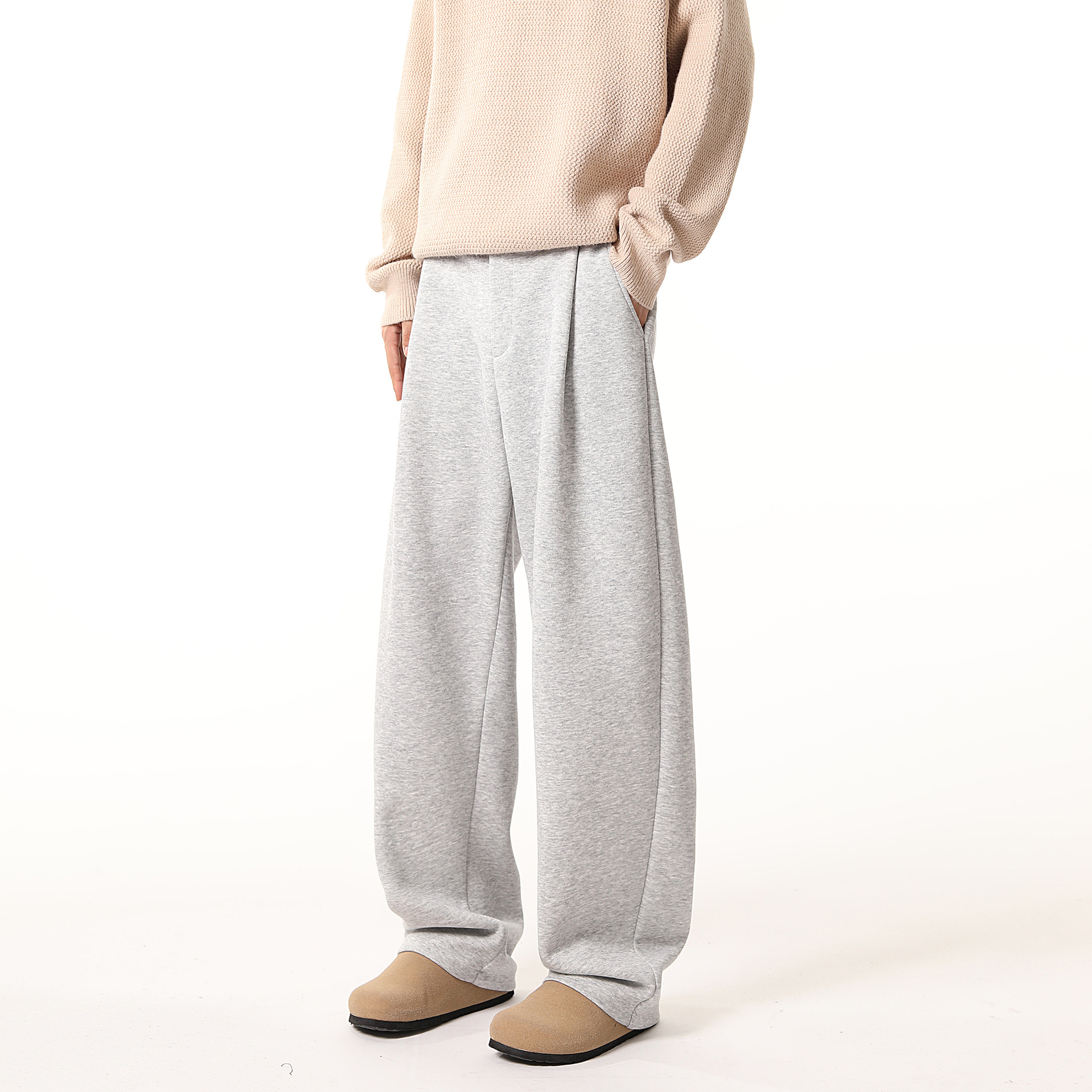 sense heavy loose wide leg drooping casual pants details Picture