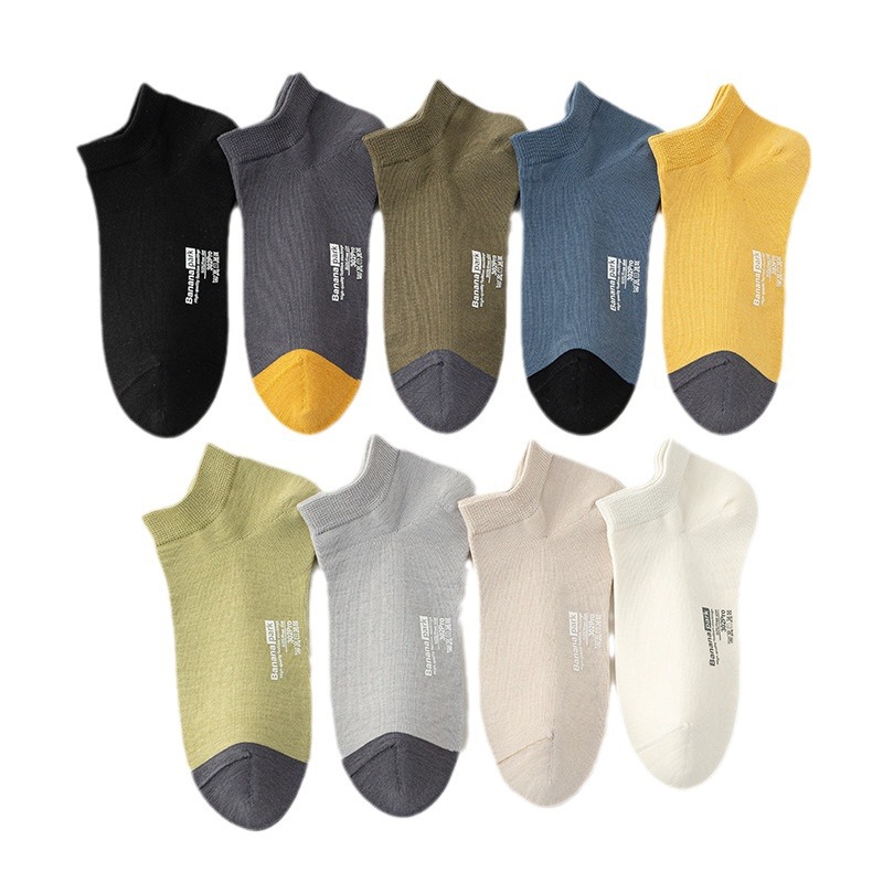 Sock stall, one-piece consignment for men's summer short socks, cotton socks, sweat-absorbing and breathable boat socks, color-blocked low-top boneless short socks, spring and summer shallow socks Item Picture