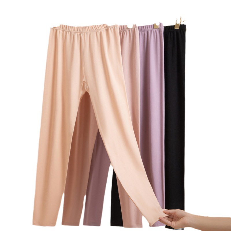 Combed Cotton Long Johns Thick Wear Thin Close-Fitting Thermal Pants Burst Solid Color Cotton Pants Bottom Physical Wholesale Item Picture