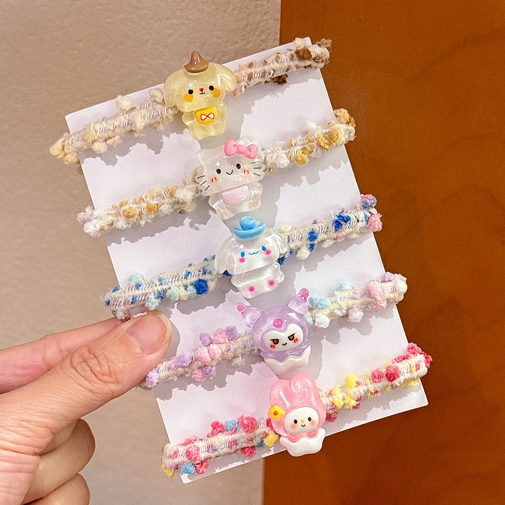 Cute Cartoon Candy Color Headband Ins Sweet Girl Tie Hair Rope Does Not Hurt Children's Rubber Band Headwear details Picture