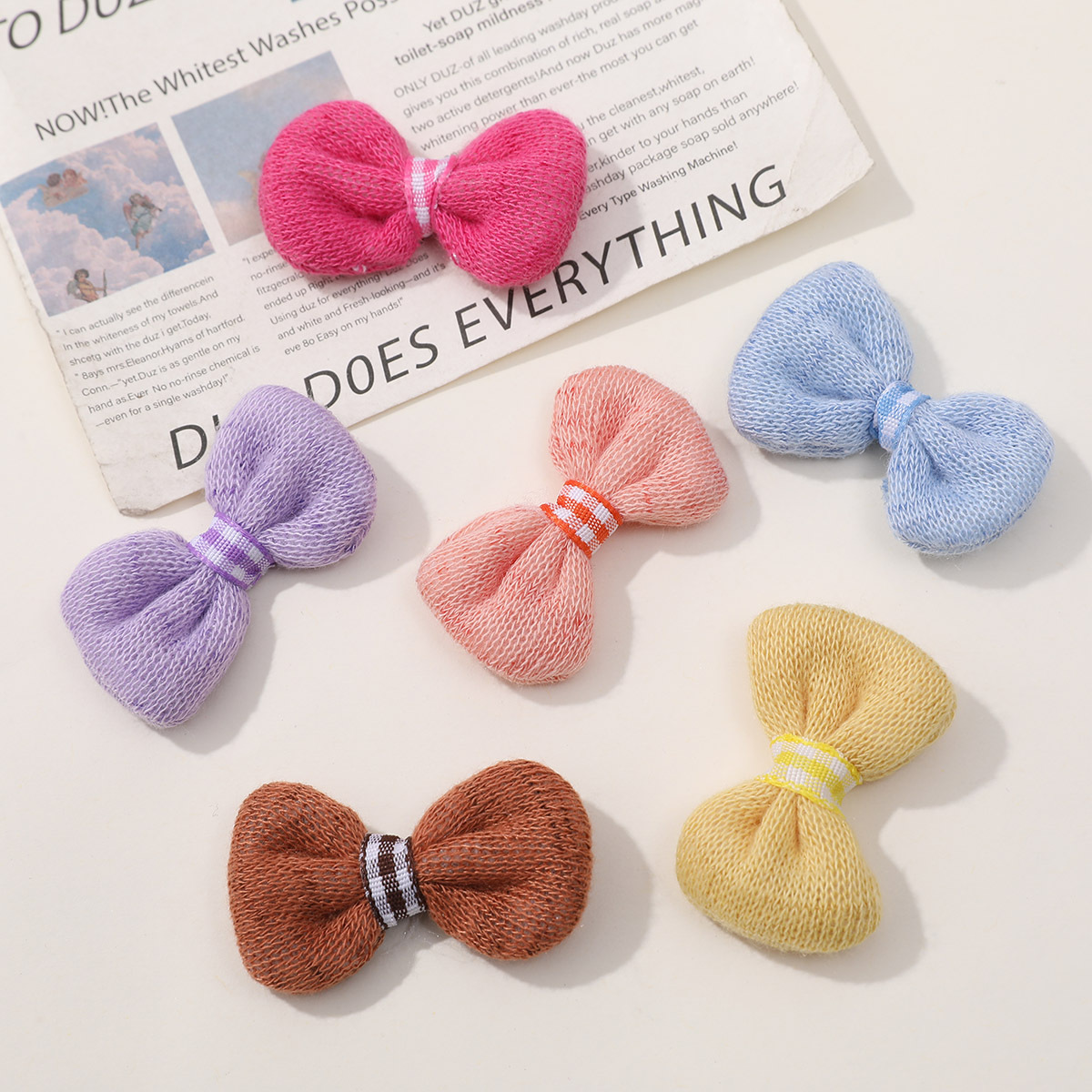 DIY Korean sweet girl cotton thread crochet bow tie accessories, baby girl headwear, hair accessories, hair tie wholesale Specification image
